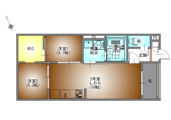 上飯田駅 徒歩7分 1階の物件間取画像